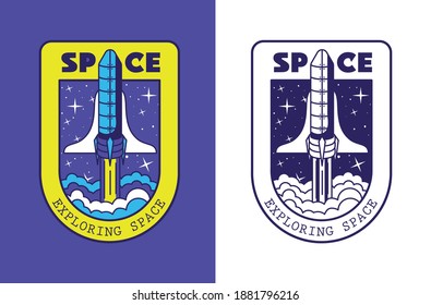insignia de un diseño de dos ilustraciones vectoriales de nave espacial