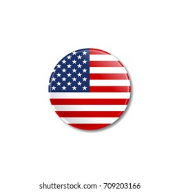 Badge with USA flag. Vector illustration.