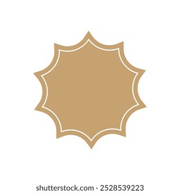 Badge vector beige promotional starburst icon illustration. Awards Achieve sign and symbol.