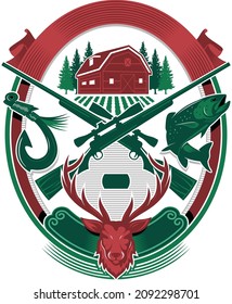 Diseño de vectores de insignia para el logotipo de la granja