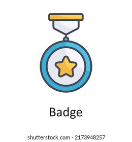 Badge Vektorgrafik mit Umriss-Symbol Design-Illustration auf weißem Hintergrund. EPS10-Datei