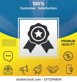 Badge vector glyph color icon. With yellow and blue background option
