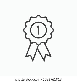 Badge vector icon isolated in black line
