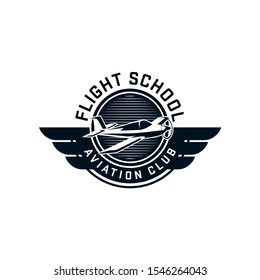 Badge Vintage Airplane Flight Club Logo Template Vector