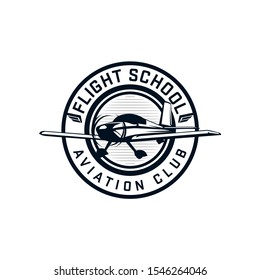 Badge Vintage Airplane Flight Club Logo Template Vector