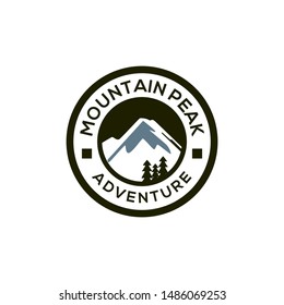 Badge Vintage Mountain Peak Logo Hipster Retro Vector Template