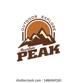 Badge Vintage Mountain Peak Logo Hipster Retro Vector Template