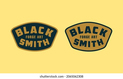 Badge Vintage Retro Blacksmith Metal Work. Forge Art. Iron Work Vector Logo