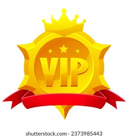 Badge VIP icon with red ribbon. Royal premium VIP symbol