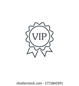  Badge VIP. Vector linear icon isolated on white background.
