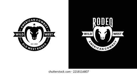 badge wild west logo design with buffalo head