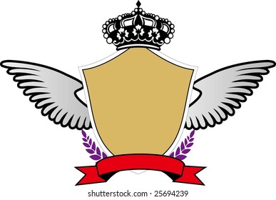 A badge with wings and a crown.