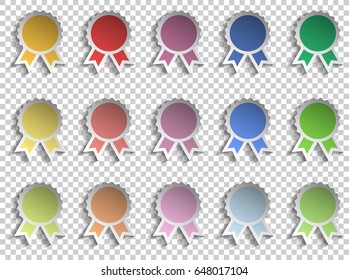 Badge winner ribbon award colorful icon template - paper cut style on transparent background - vector illustrator
