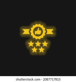 Badge yellow glowing neon icon