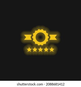 Badge yellow glowing neon icon