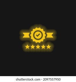 Badge yellow glowing neon icon