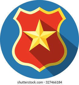  Badge with Yellow Star.Flat Icon