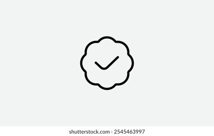 A "badge-check icon" representing verified status, approval, or authentication, perfect for websites, apps, or digital designs needing a symbol of trust and validation.