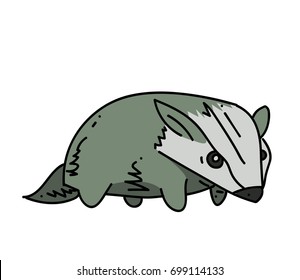 Badger cartoon hand drawn image. Original colorful artwork, comic childish style drawing.
