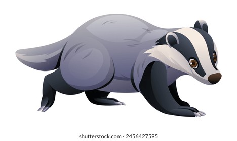 Badger cartoon vector illustration isolated on white background