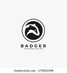 Badger With Circle Illustration Vector Logo.