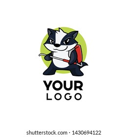 Badger cleaning mascot logo template