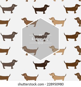 badger dog seamless vector background.  cute dogs wallpaper and fabric design background. 