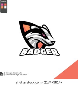 Badger Esport gaming logo, Sport mascot logo template isolated with white background