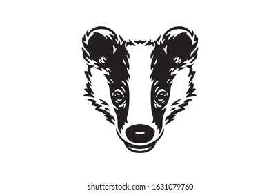 Badger Face Logo Black On White Background