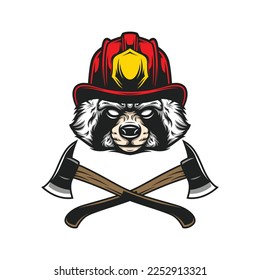 Badger Firefighter Mascot Design Vector