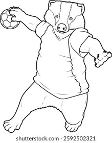 Badger Handball player Handball Animal Vector Graphic Art Illustration