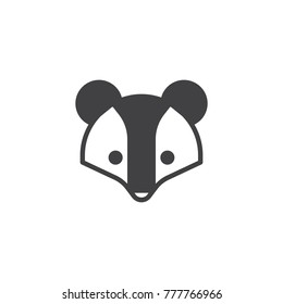 Badger head icon vector, filled flat sign, solid pictogram isolated on white. Brock face symbol, logo illustration.