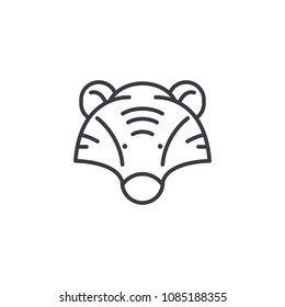 badger head vector line icon, sign, illustration on background, editable strokes