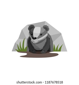 Badger in the hole vector Illustration on a white background