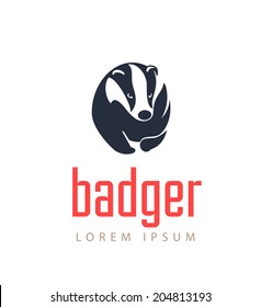 Badger Icon. Animal Emblem Vector.