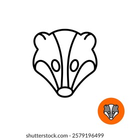 Badger icon. Line style of isolated badger head logo. Adjustable stroke.