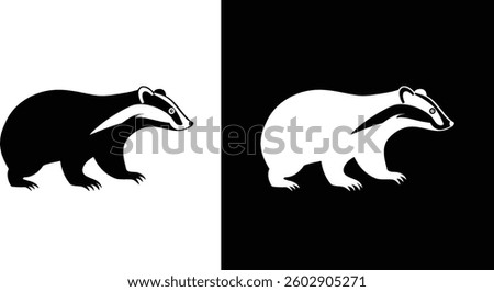 badger icon, logo, balck and white