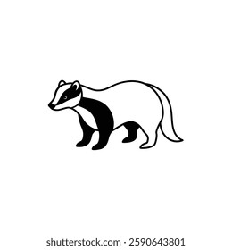 Badger Line Art Vector, Badger Outline Drawing, Badger Illustration Design