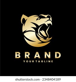Badger Logo, goldene Vektorgrafik, Logo-Vorlage, elegant, Vintage auf schwarzem Hintergrund