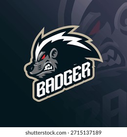 Badger mascot logo design vector. Honey badger illustration for sport and esport team.