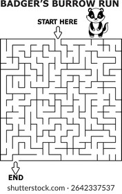 Badger maze game fun kids activity printable puzzle