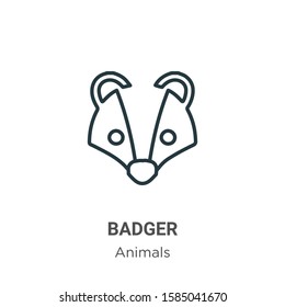 Badger outline vector icon. Thin line black badger icon, flat vector simple element illustration from editable animals concept isolated on white background