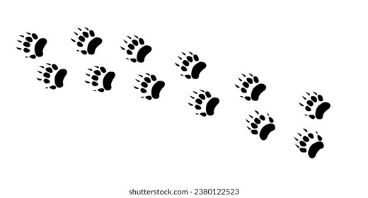 Badger paws. Animal paw prints, vector illustration different forest animals footprints black on white illustration for different design uses.