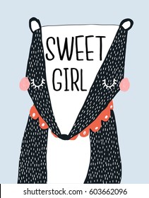 Badger  print design with slogan. Vector illustration design for fashion fabrics, textile graphics, prints.	