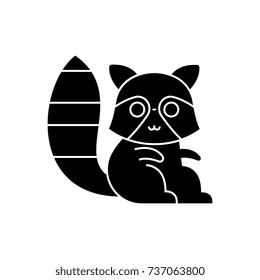 badger raccoon cute icon, vector illustration, black sign on isolated background
