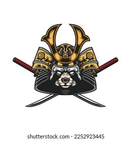 Vector de diseño de mascota Badger Samurai