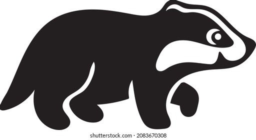 badger silhouette view side for retro logos, emblems, badges, labels template vintage design element. Isolated on white background