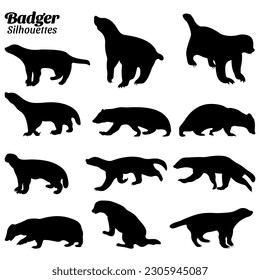 Badger-Silhouetten-Vektorgrafik-Set