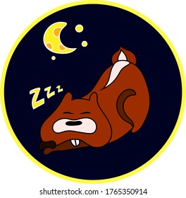 Badger sleeps at night and sees a dream about the cheese moon