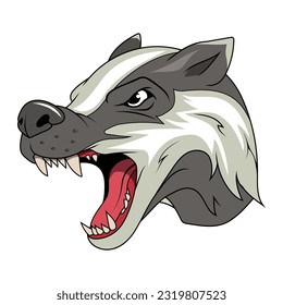 Badger. Ilustración vectorial de un animal salvaje. Brock enojado